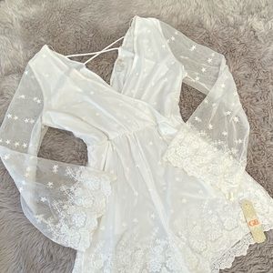 White GB long sleeved romper